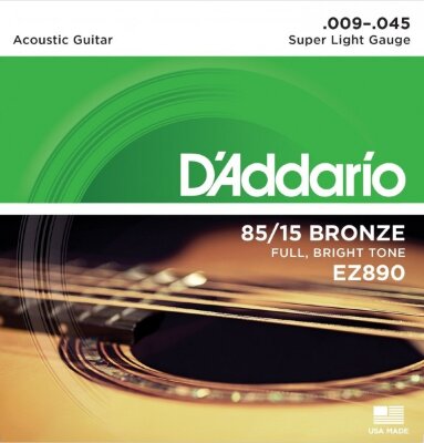 D`Addario Струны для акустической гитары Super Light 9-45 EZ890 AMERICAN BRONZE 85/15  в интернет магазине детских музыкальных инструментов Музыка Детям 
