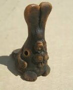 Свистулька маленькая Заяц, обварная, Керамика Щипановых