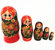 Матрешка "Земляничка" 5 кукольная, Хохлома LHM10199