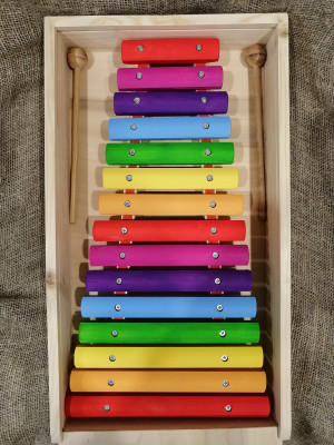 Ксилофон цветной, 15 нот, в деревянном кейсе в интернет магазине детских музыкальных инструментов Музыка Детям 