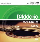 D`Addario Струны для акустической гитары Super Light 9-45 EZ890 AMERICAN BRONZE 85/15 