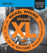 D'Addario EXL110BT Комплект струн для электрогитары, 10-46 сбалансированное натяжение, Regular Light, Nickel Wound 										