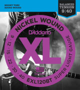 D'Addario EXL120BT Комплект струн для электрогитары, 09-40, сбалансированное натяжение, Super Light, Nickel Wound 
